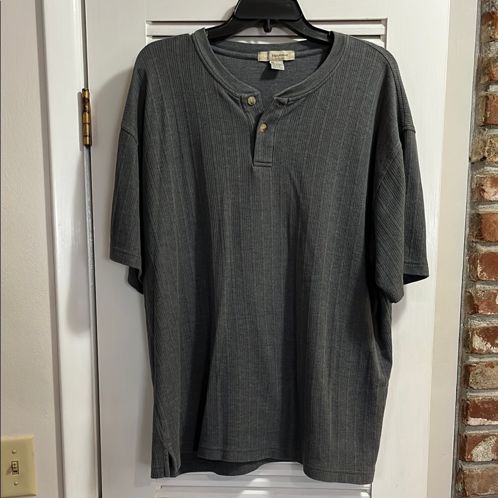 Basic Equipment Gray Casual Button Down Shirt